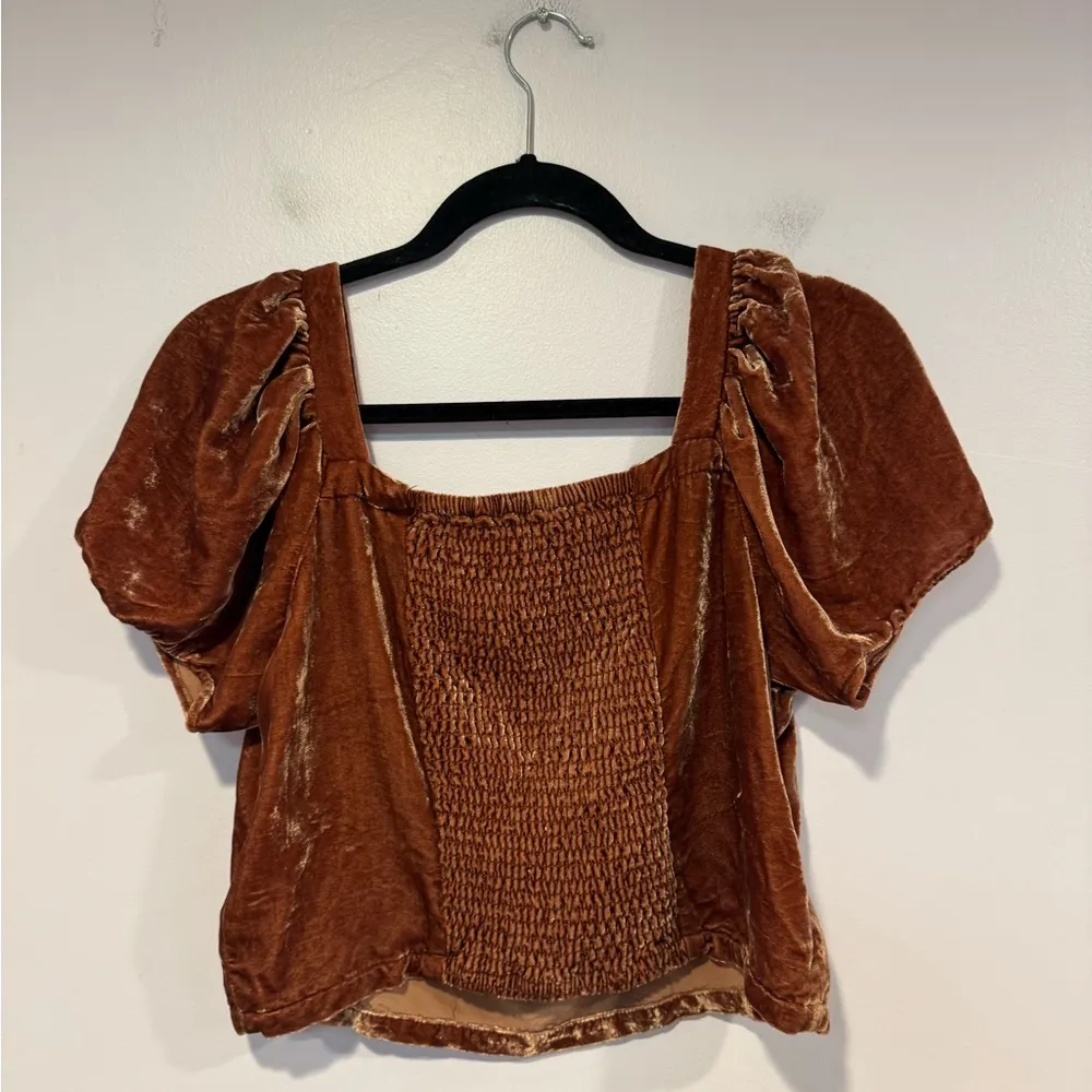 Orange velvet Madewell square neck‎ short sleeve - Image 3