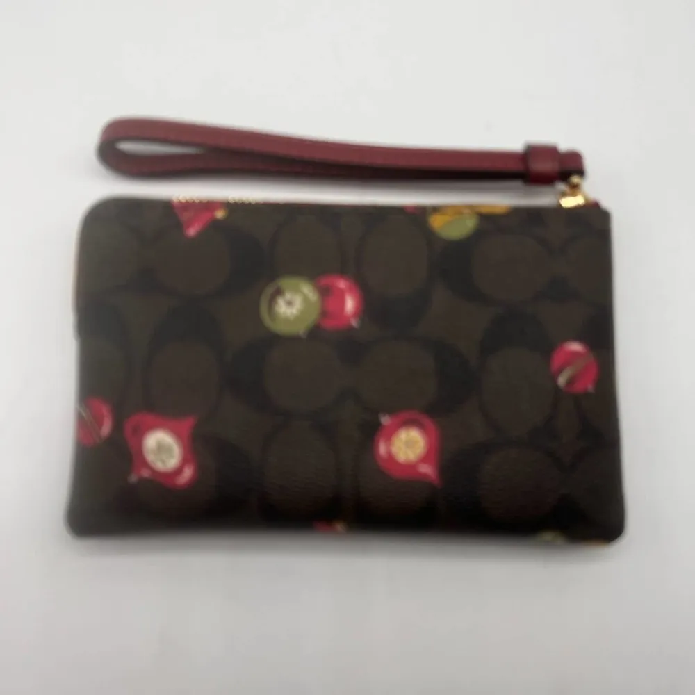 Coach Signature Holiday Ornament Print Wristlet NWT - Image 5