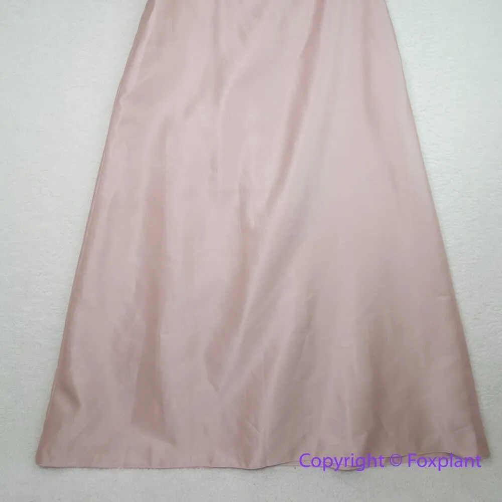 New! Alfred Sung Draped One-Shoulder Satin Maxi Dress in Toasted Sugar, size 14R - Image 5