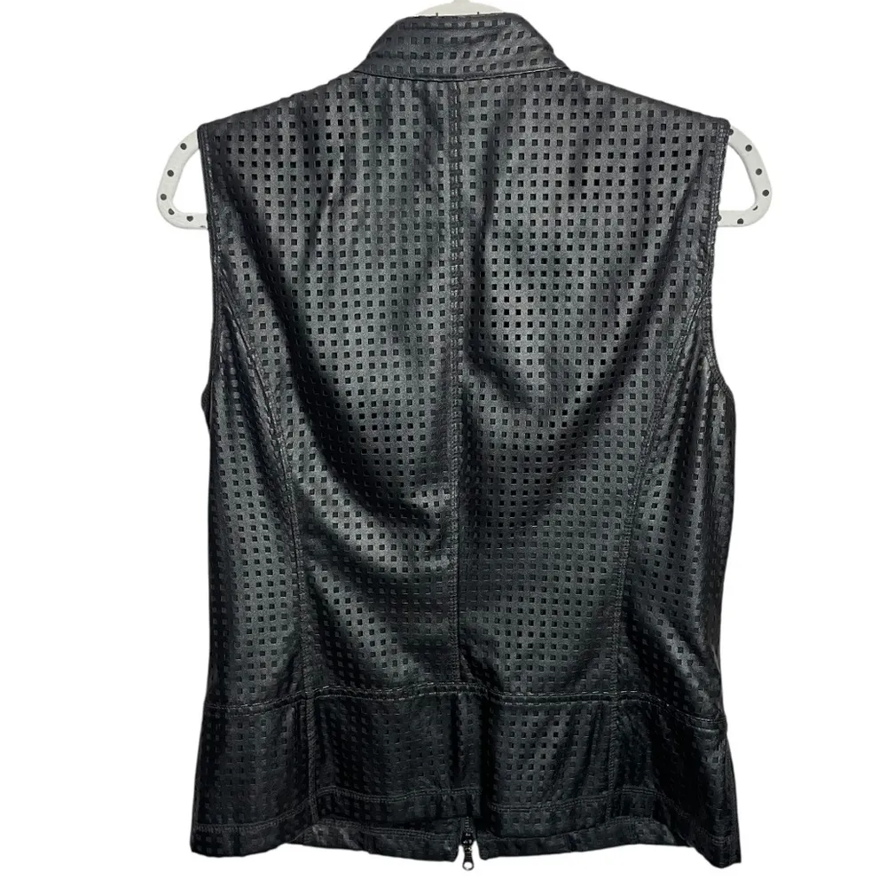 W by Worth Faux Leather Zip black Vest - Image 2