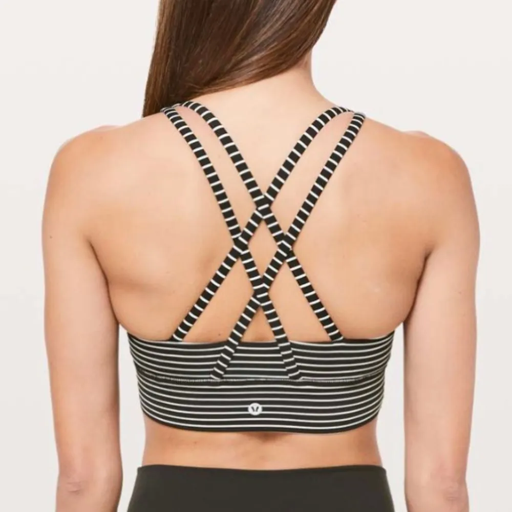LULULEMON Energy Bra Long Line in Mod Stripe Black & White Size 4 - Image 3