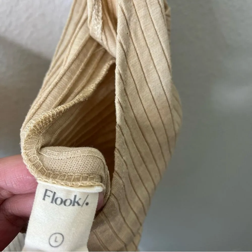 Flook The Label Tan Ribbed Knit Estelle Dress Sleeveless Tank Maxi High Slit L Size L - Image 7