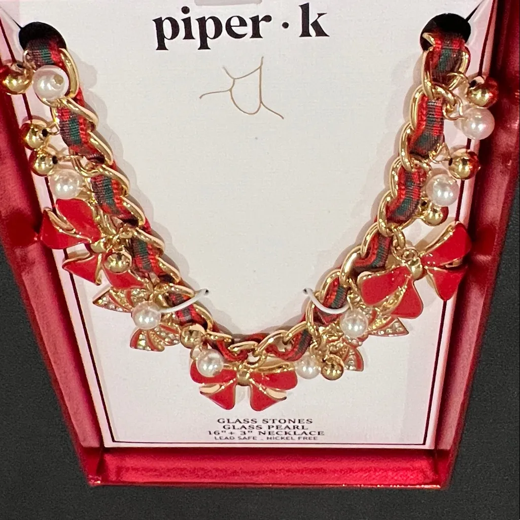 Piper  K | Christmas Plaid Bow Charm Necklace 🎄 - Image 9