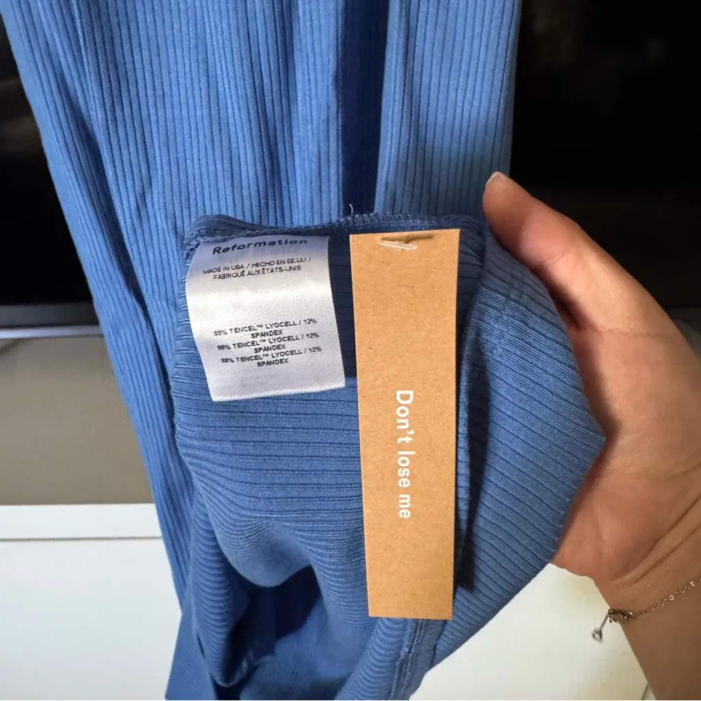 Reformation NEW Laney Knit Ribbed Midi Dress in Dusk Blue - Image 5