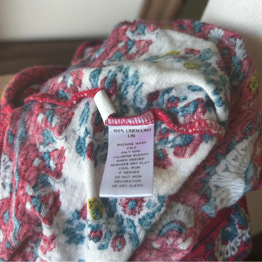 Loft Linen Boho Paisley Capped Sleeve Lightweight Breathable linen T Shirt Small - Image 8