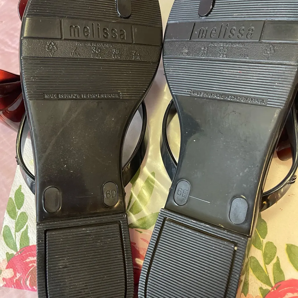 Melissa Black Side Bow Rubber Flip Flop Sandals - Image 5