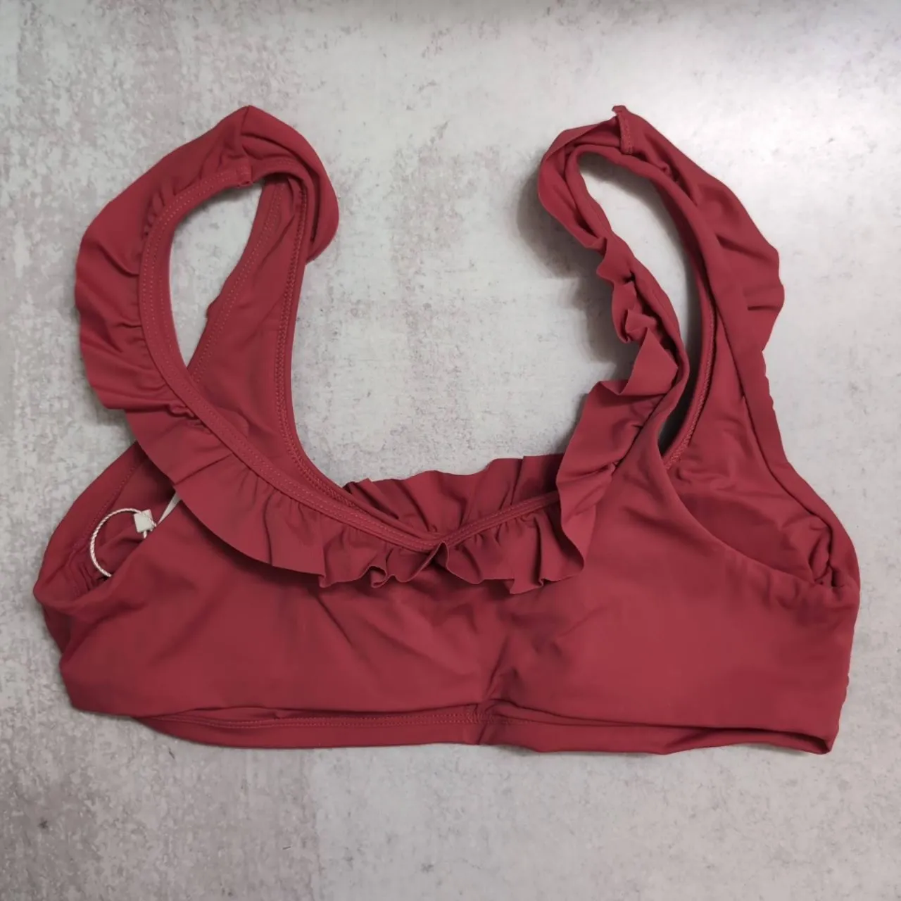 NWT Andie The Hydra Top Russet (Dark Red) Ruffled Neckline Bikini Swimwear M - Image 3