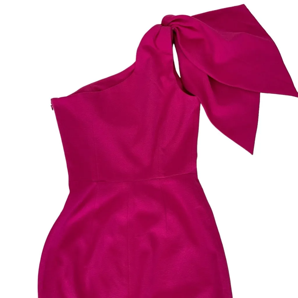 Dress The Population‎ Tiffany Dress XXS Bright Fuchsia One Shoulder Midi - Image 8