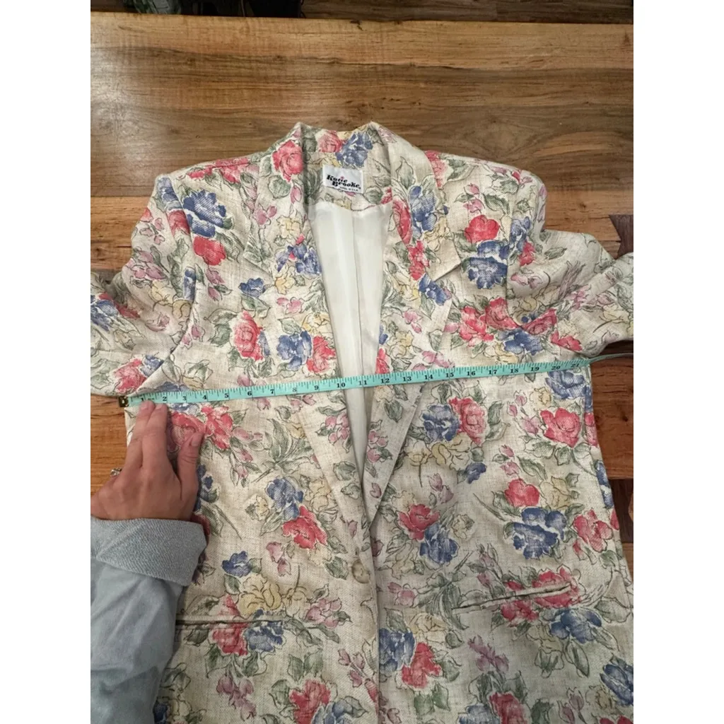 Women's Katie Brooke Floral Blazer & Skirt Set Size 12 Beige Pink - Image 10