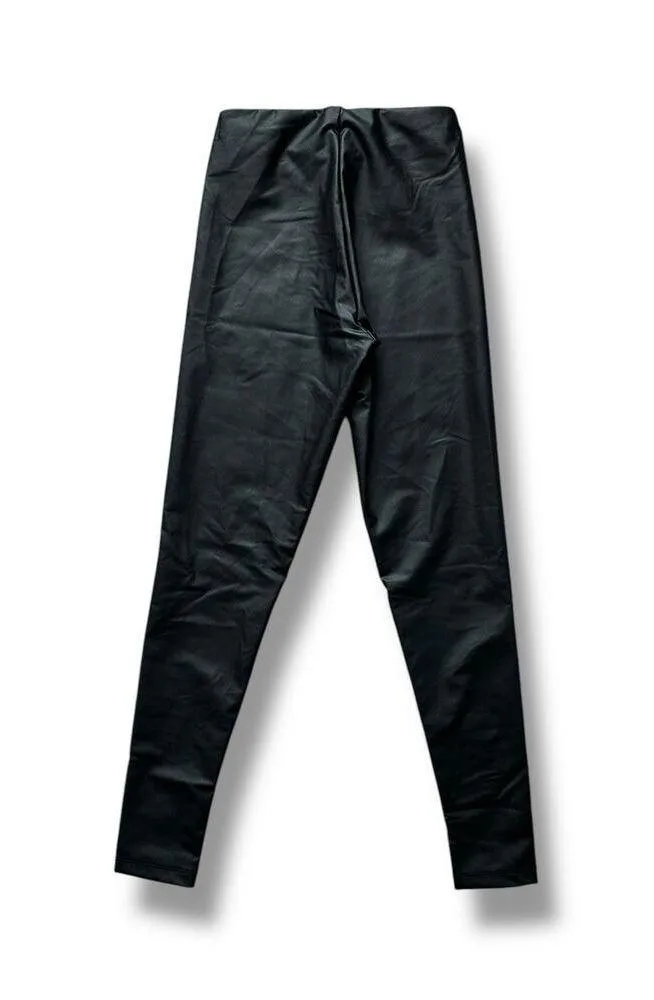 New Victoria's Secret High Waisted Leggings Faux Leather Black Stretch Size 4 - Image 2