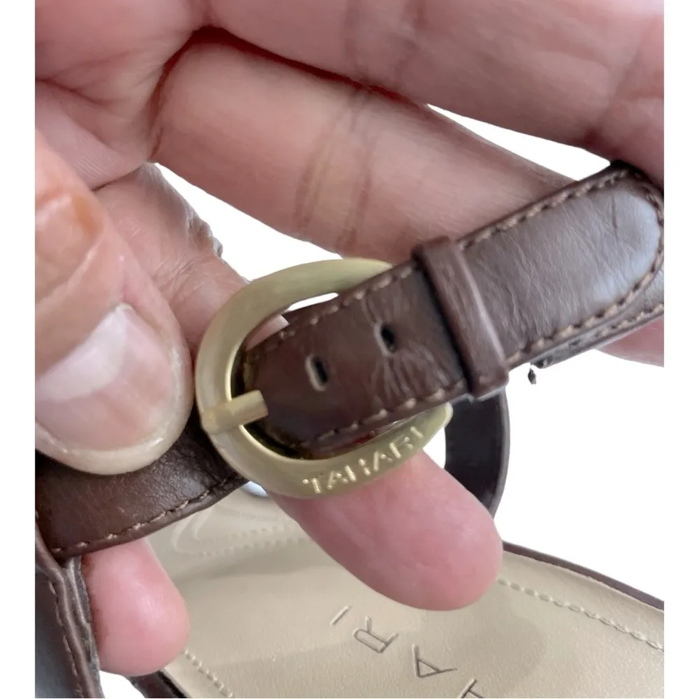 Tahari Kendra Brown Strappy Sandals Size 10M Leather open toe 3.5 heel - Image 12