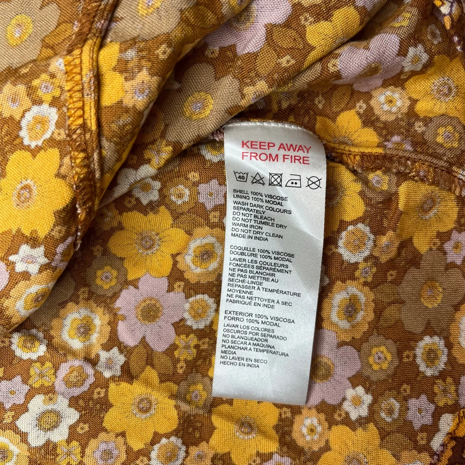 Urban Outfitters Kamaryn Printed Mini Dress Brown Floral Boho 70s Sz Medium - Image 15