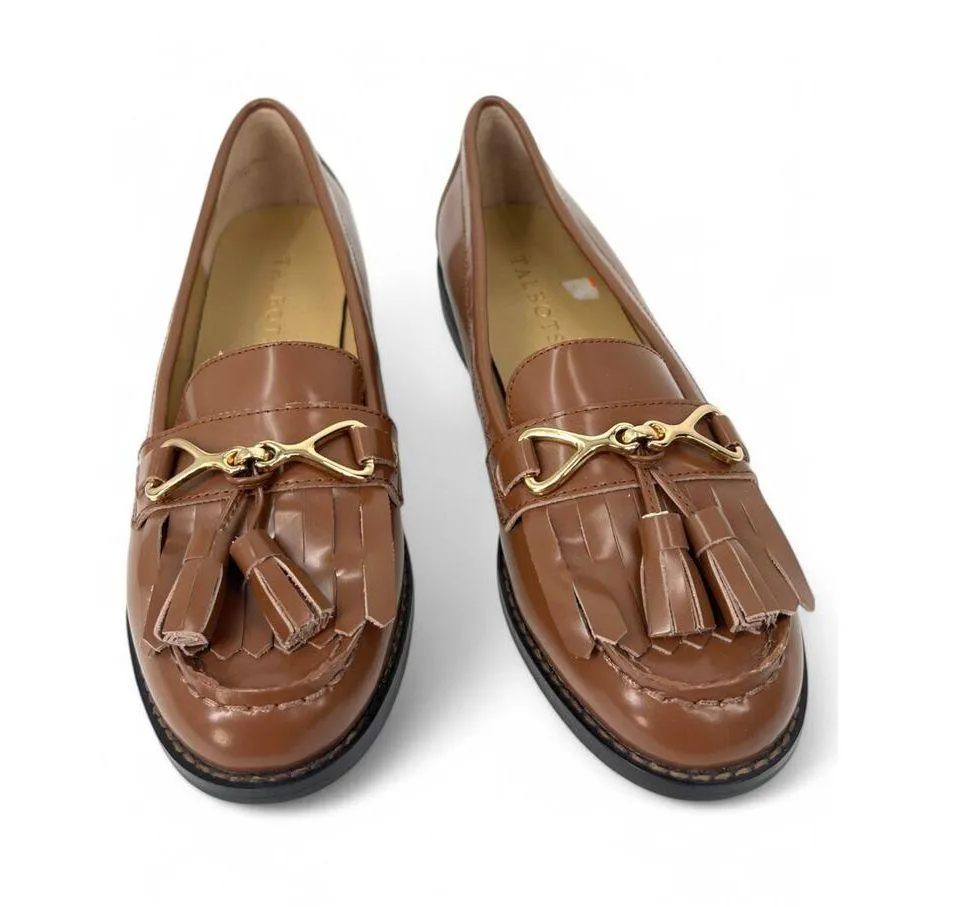 Talbots 7 Laura Kiltie Box Calf Loafer Classic Tassel Flat Slip On Leather Brown - Image 2