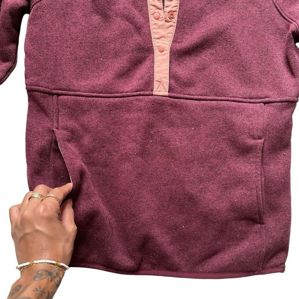 L.L.Bean Women’s Pullover 1/4 Button Hooded Sweater Sweatshirt - Image 3