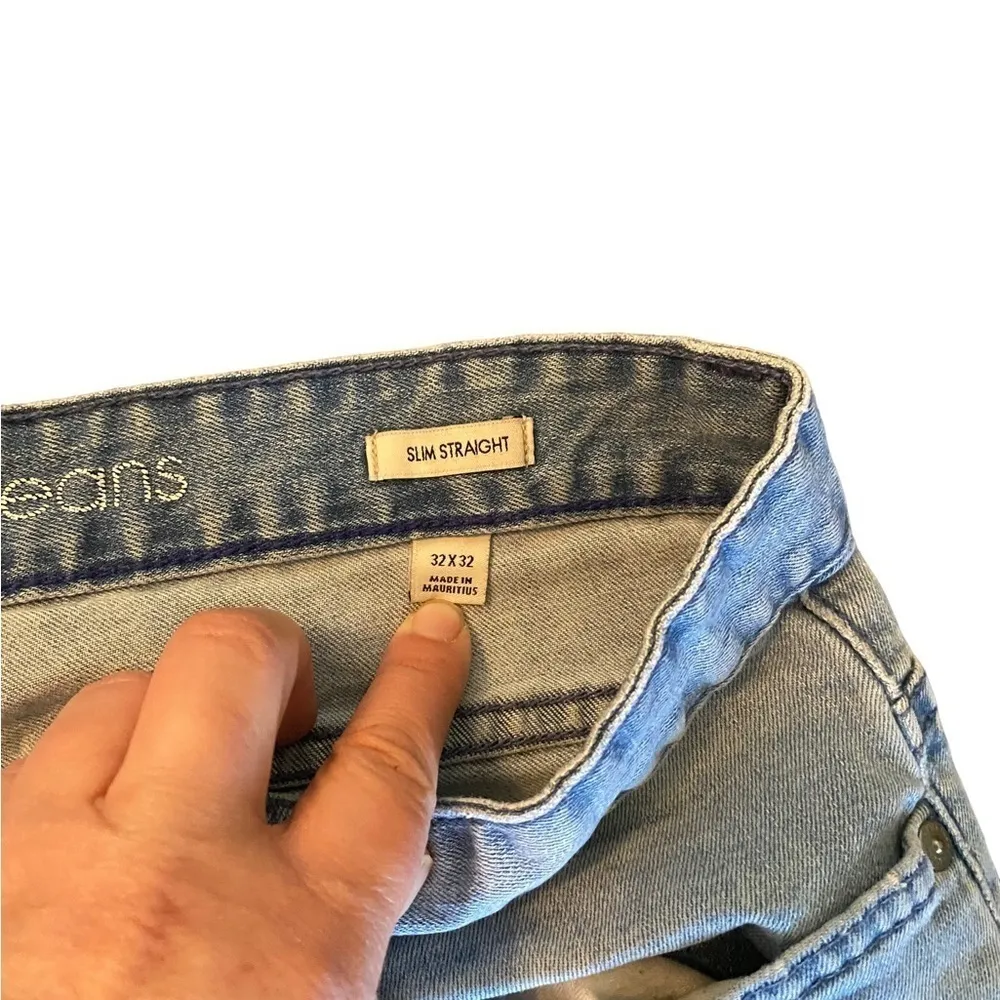 Vintage Calvin Klein light blue distressed faded wash straight leg jeans - Image 7