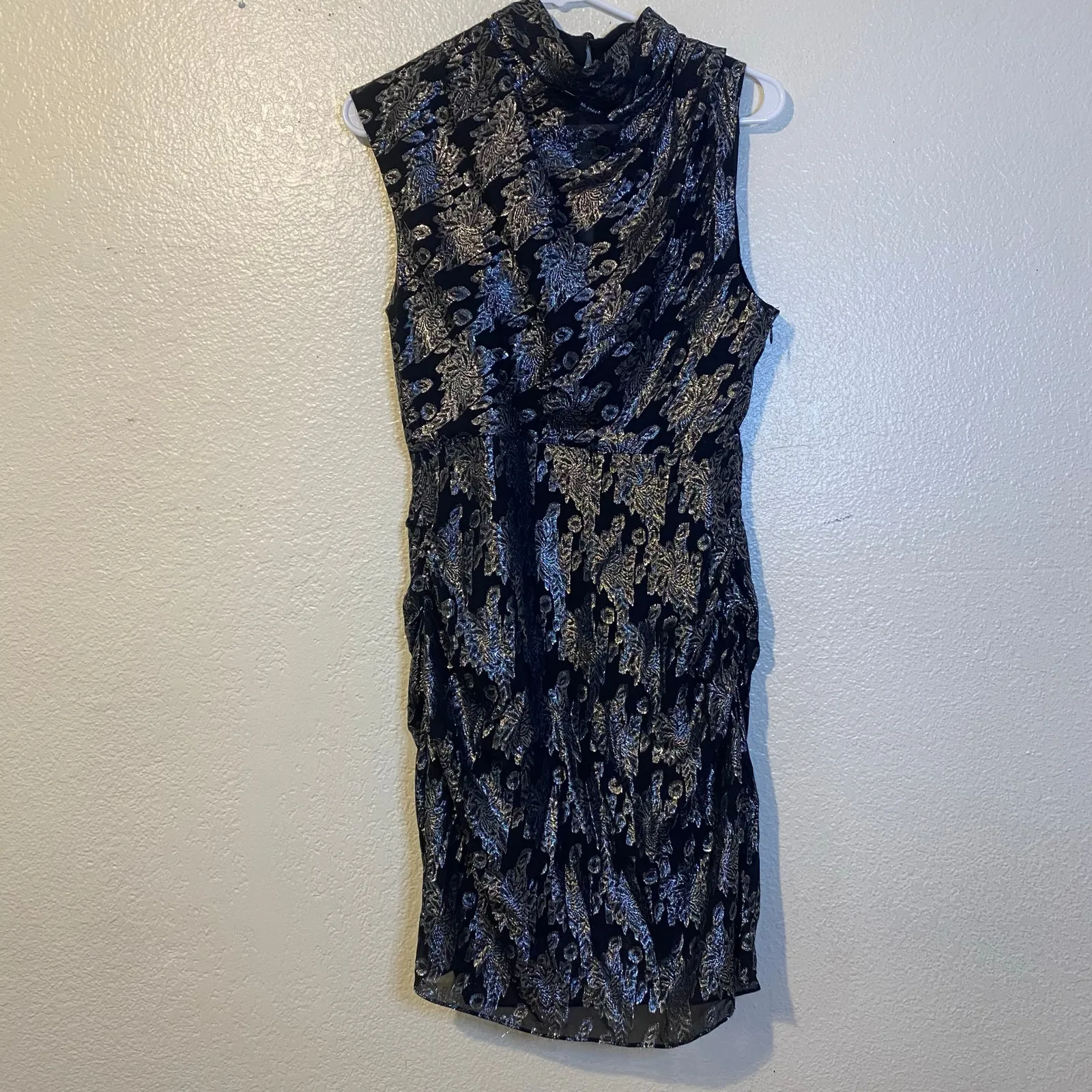 Joie Nori Black Sparkly Metallic Silver Mini Party Dress Size Small - Image 4