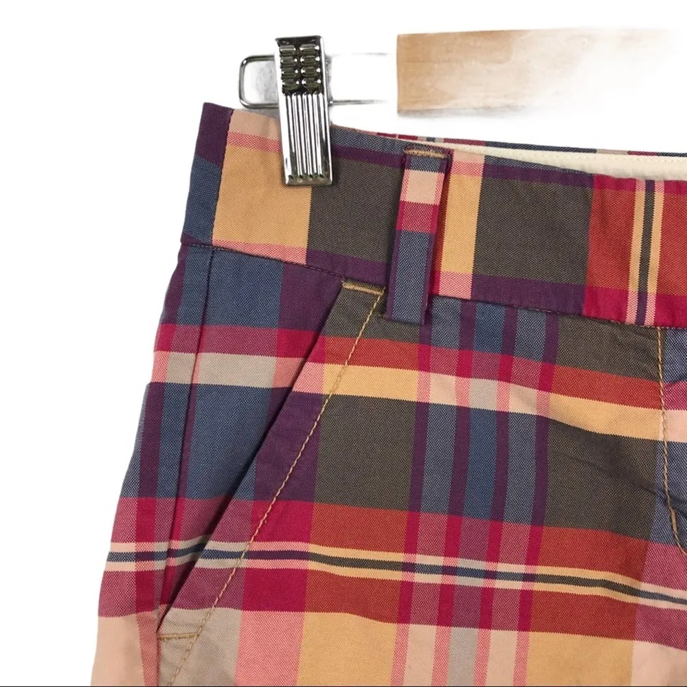 J.Crew Plaid 100% Cotton Casual Chino Shorts Style 45063 Size 00 Pockets - Image 3