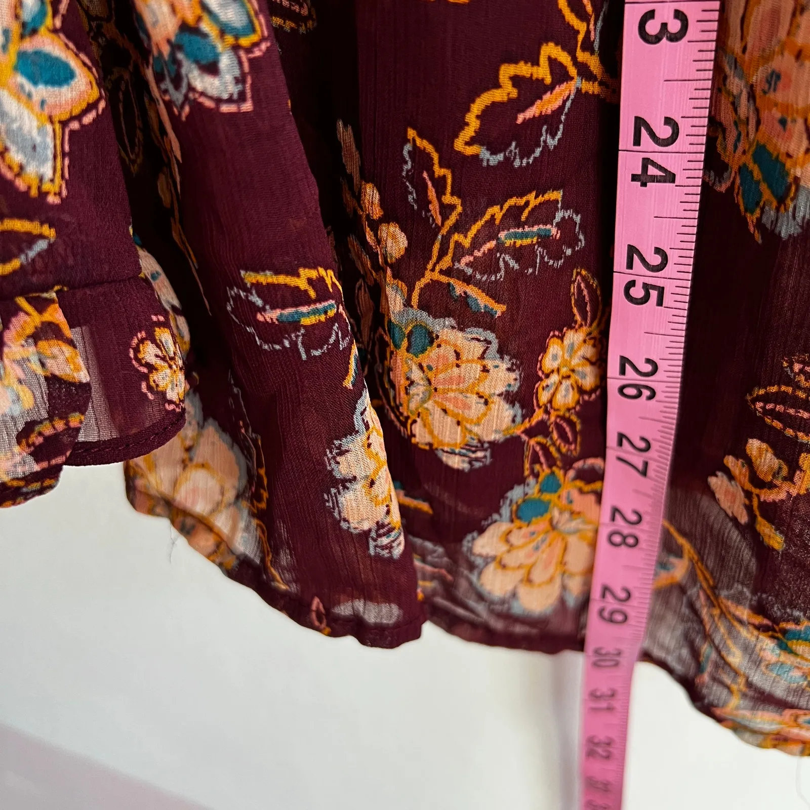 Floral Sheer Peasant Top Boho‎ Romantic Fairy Grunge Cottagecore Fairycore Large - Image 5