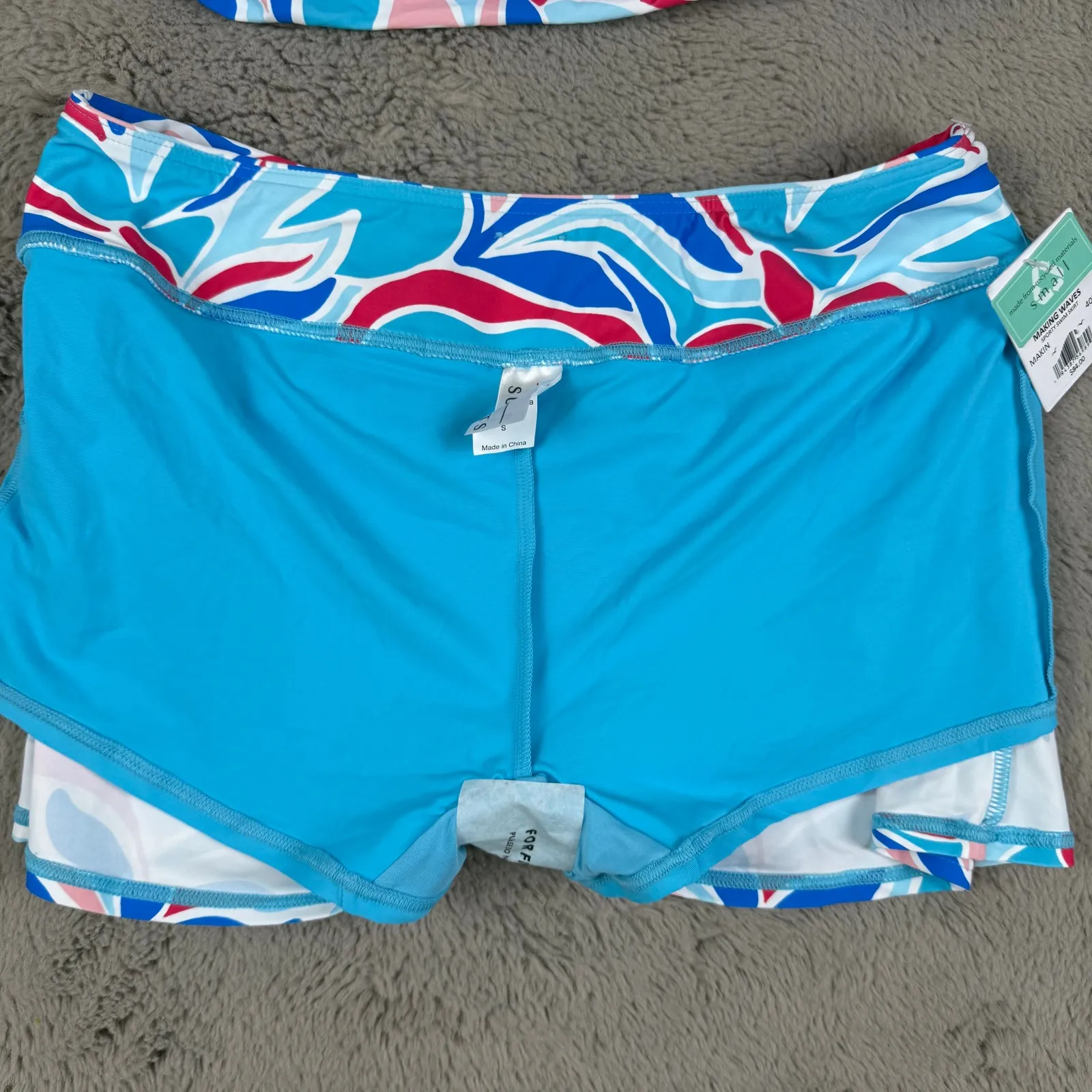 NWT Sunsets Making Waves Tankini Swimsuit‎ Set Sporty Swim Skirt top Small Blue - Image 12