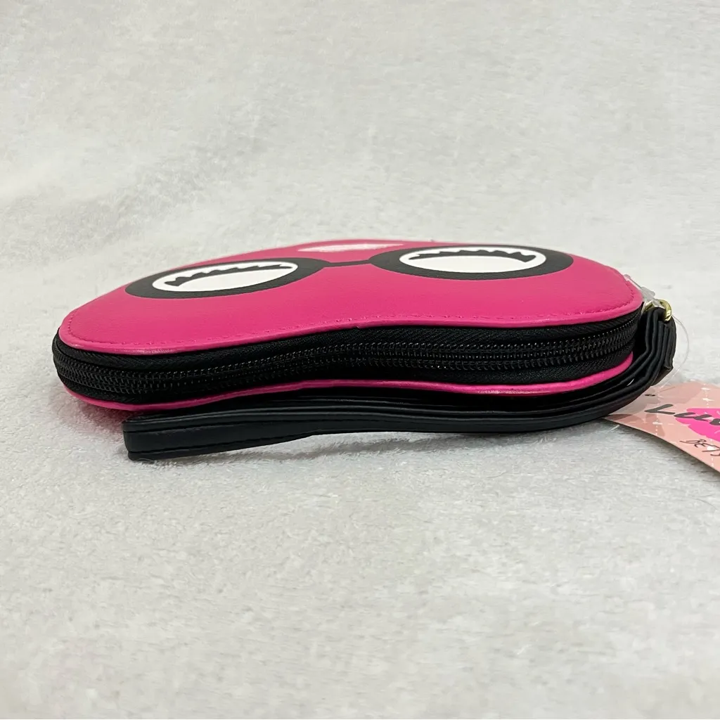 Betsey Johnson NWT Pink Heart with Glasses Luv Betsey Wristlet - Image 3