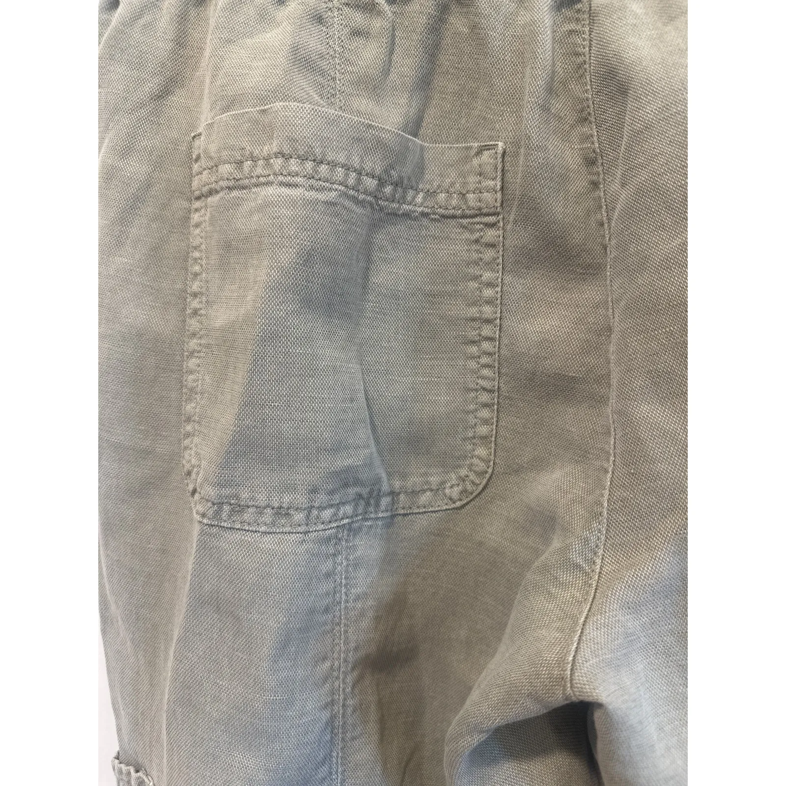 C&C California linen blend pant light green with pockets small casual - Image 6