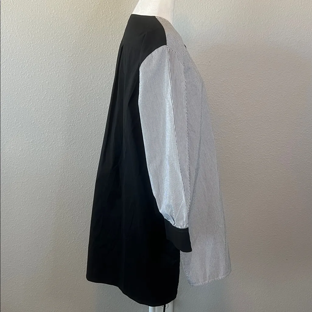 Ming Wang Pinstripe Poplin Tunic Shirt Size Large - Image 2