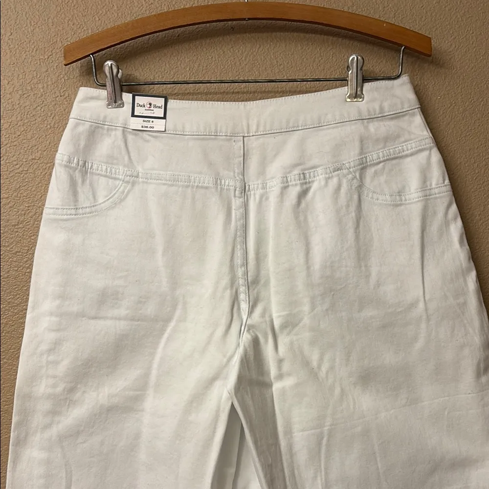 NEW! Duck Head Jeanswear Size 8 WHITE Stretch Denim Long Bermuda Shorts Culottes Split Skirt Capris - Image 12
