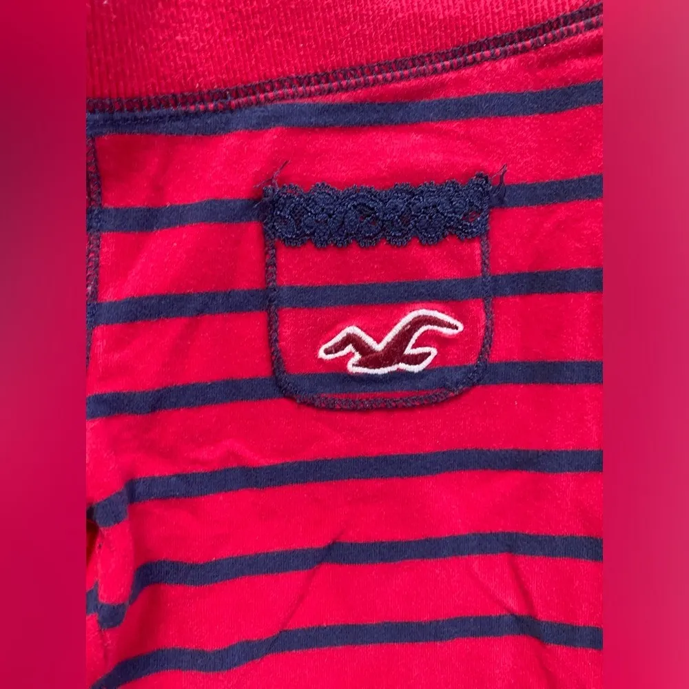 Old School Hollister Red Navy Striped Low Rise Slim Lounge Sleep Pajama Pants XS - Image 2