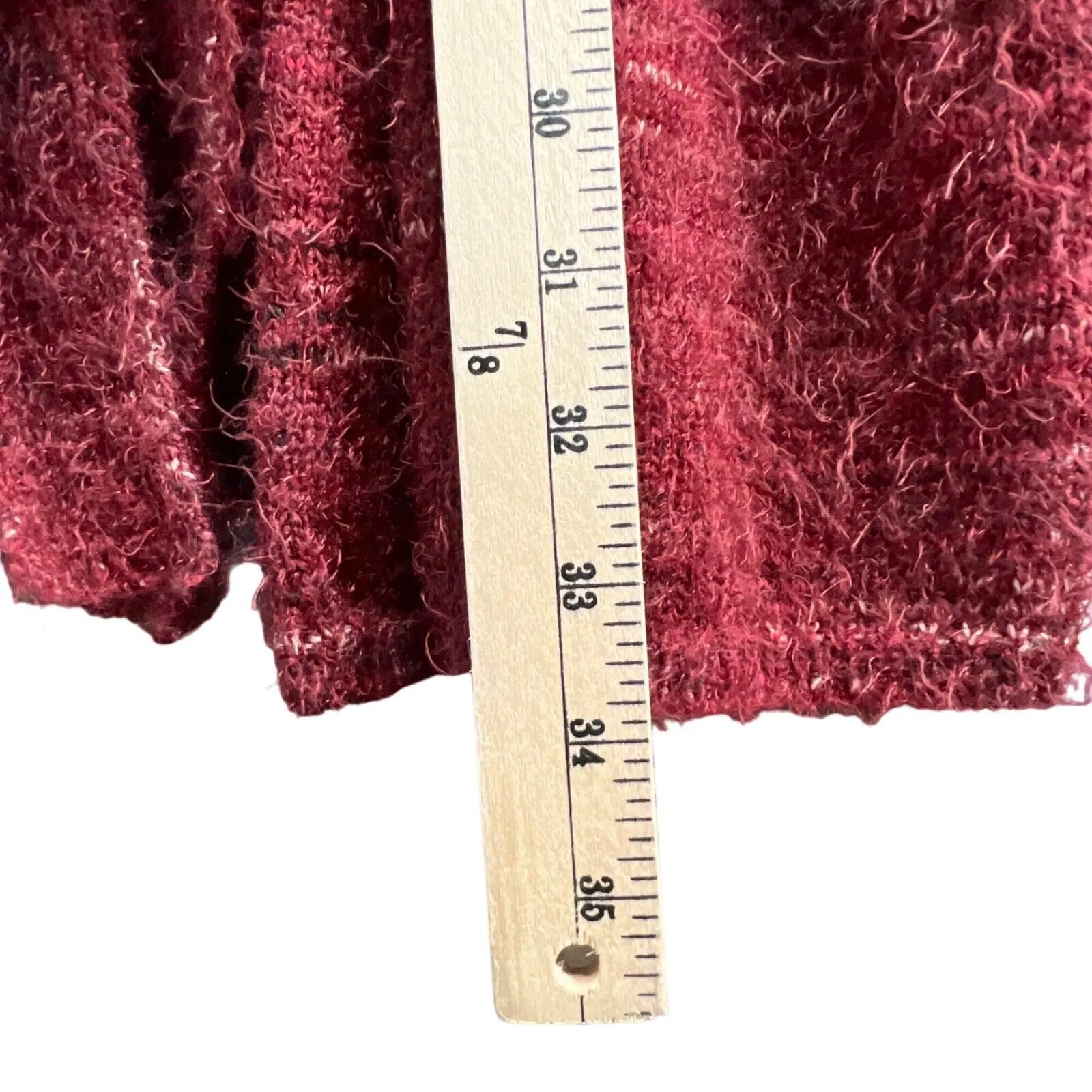 Knox Rose Cardigan Sweater Womens XL Burgundy Red Fuzzy Eyelash Tie Front Cozy - Image 12