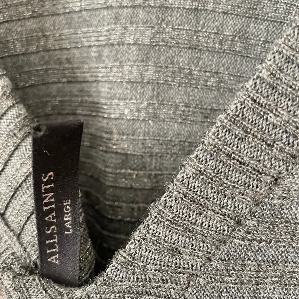 All Saints Eva Ribbed Metal Asymmetrical Knit Sweater Dress - Image 4