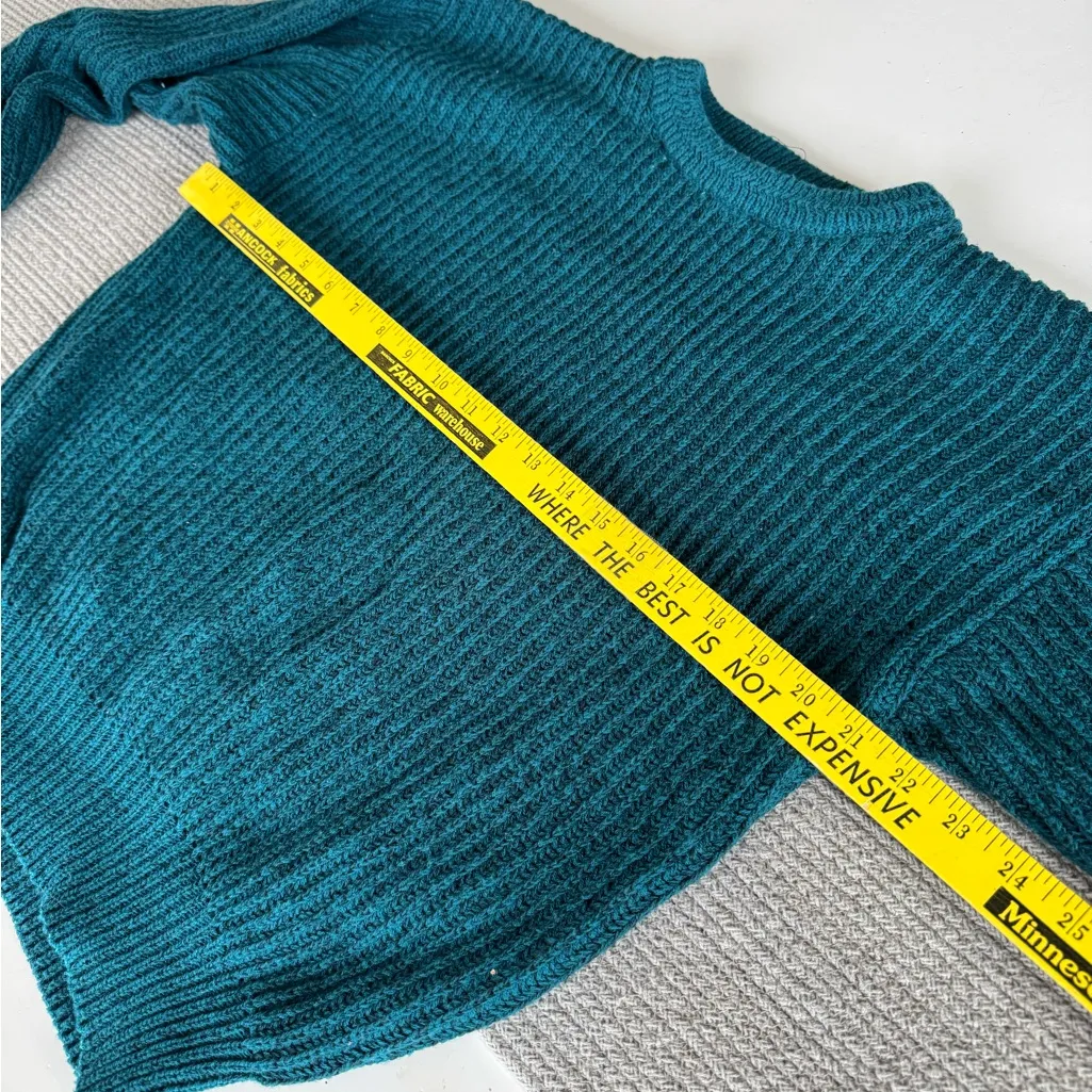 Vintage Today’s News Heather Teal Blue Crewneck Shaker Knit Sweater Size Large - Image 7