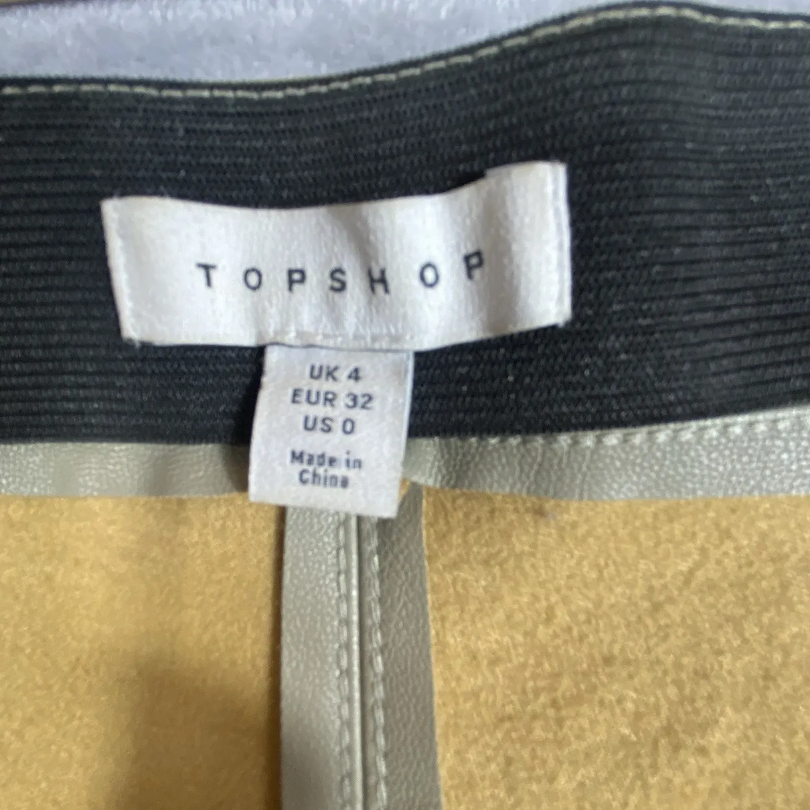 Flare Pants Womens‎ Size 0 Tan Y2K Faux Leather Hippie Festival Zip Rocker Gypsy - Image 4