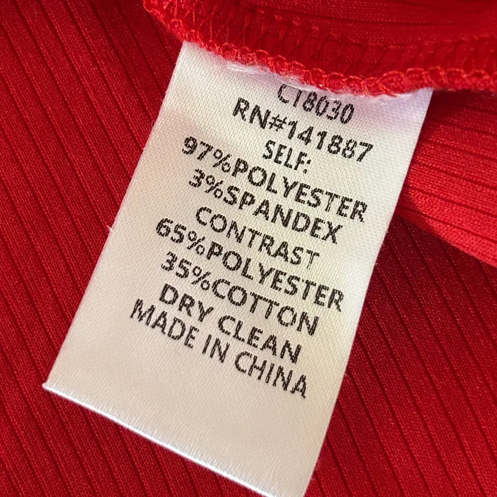 TCEC Red Frill Sleeve Ribbed T-Shirt Ruffle Cap Sleeve Size Large Feminine - Image 5