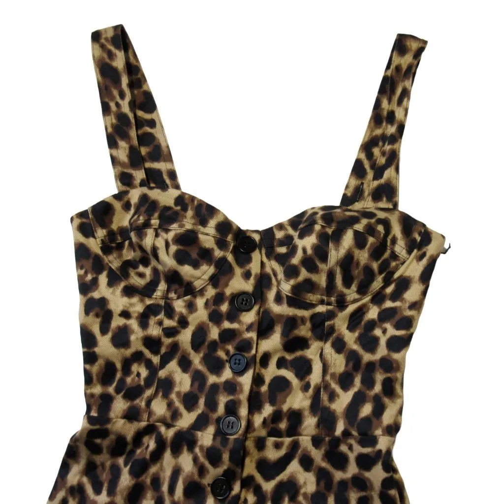 NWT Reformation Jamie Jumpsuit in Leopard Stretch Twill Button Front 1-Piece 0 - Image 5