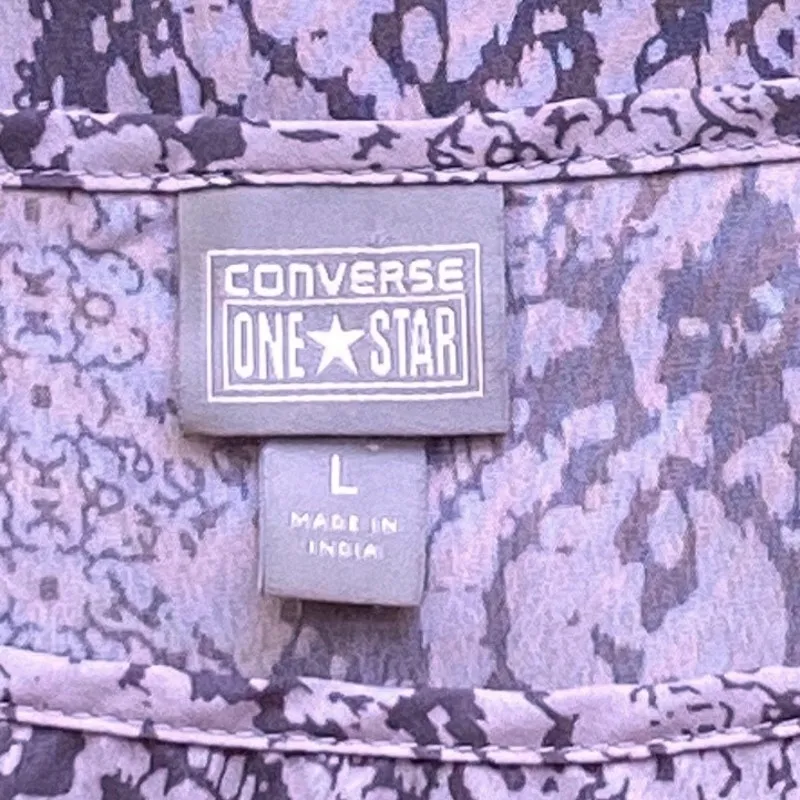 CONVERSE One Star Purple Snakeskin Animal Print Short Cap Sleeve Blouse ~ LARGE - Image 4