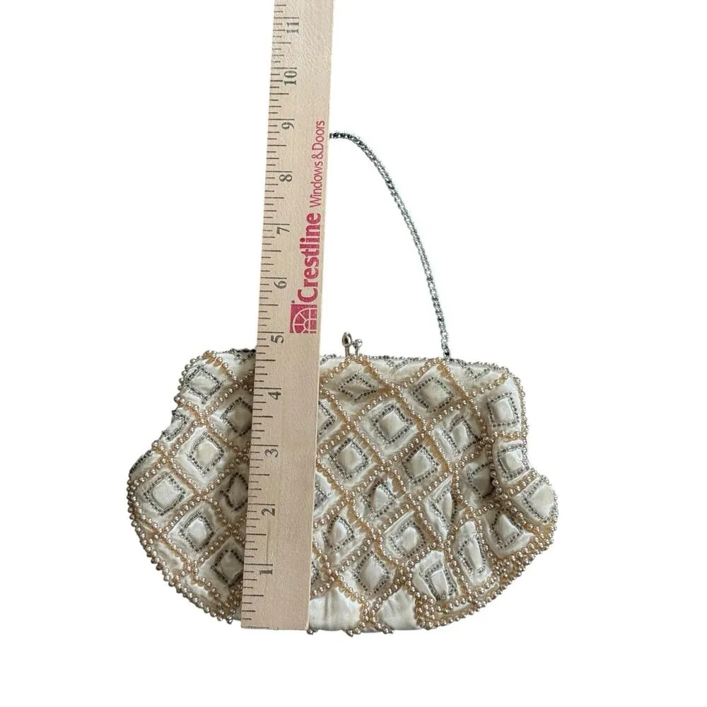VTG Beaded Purse Bag by Debbie Made in Japan Flapper Night Out Chain READ - Image 9