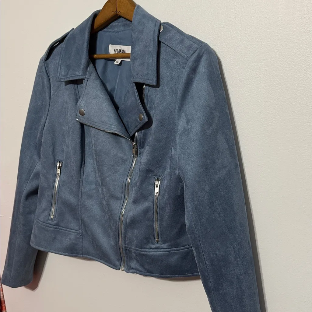 NEW BB DAKOTA STEVE MADDEN VEGAN FAUX SUEDE MOTO JACKET - Image 3