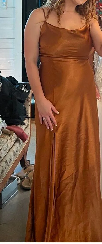 Satin Rust Dress - Image 2
