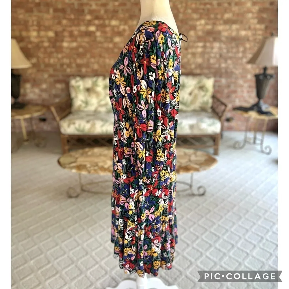 Eloquii Elements Dress 16 Floral Print Blue Red Keyhole V-Neck Party Garden Work - Image 11