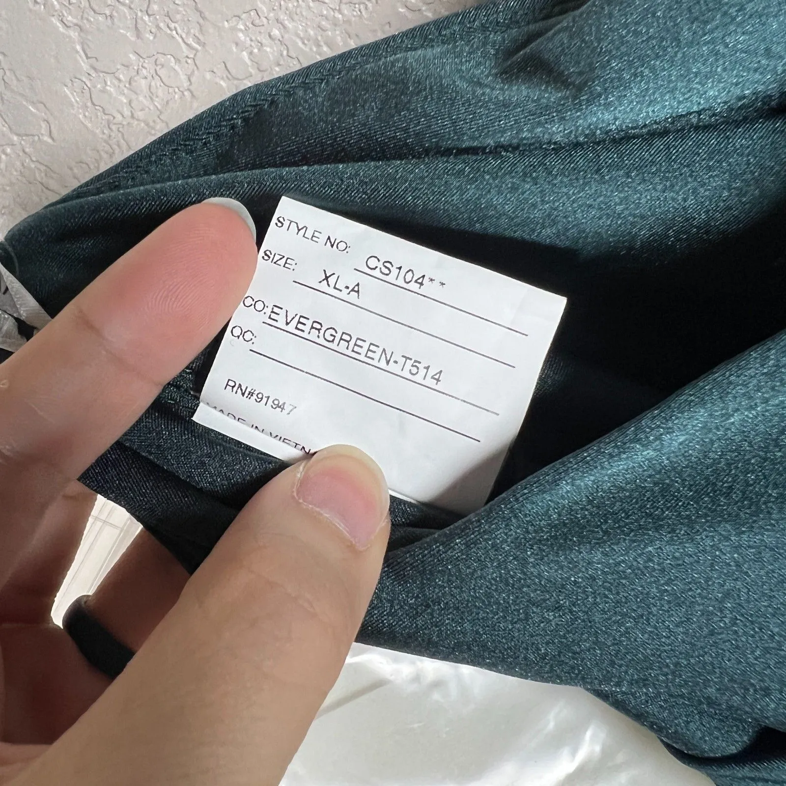 Cynthia & Sahar Gown XL One Shoulder Asymmetrical Dress Green Satin Formal - Image 8