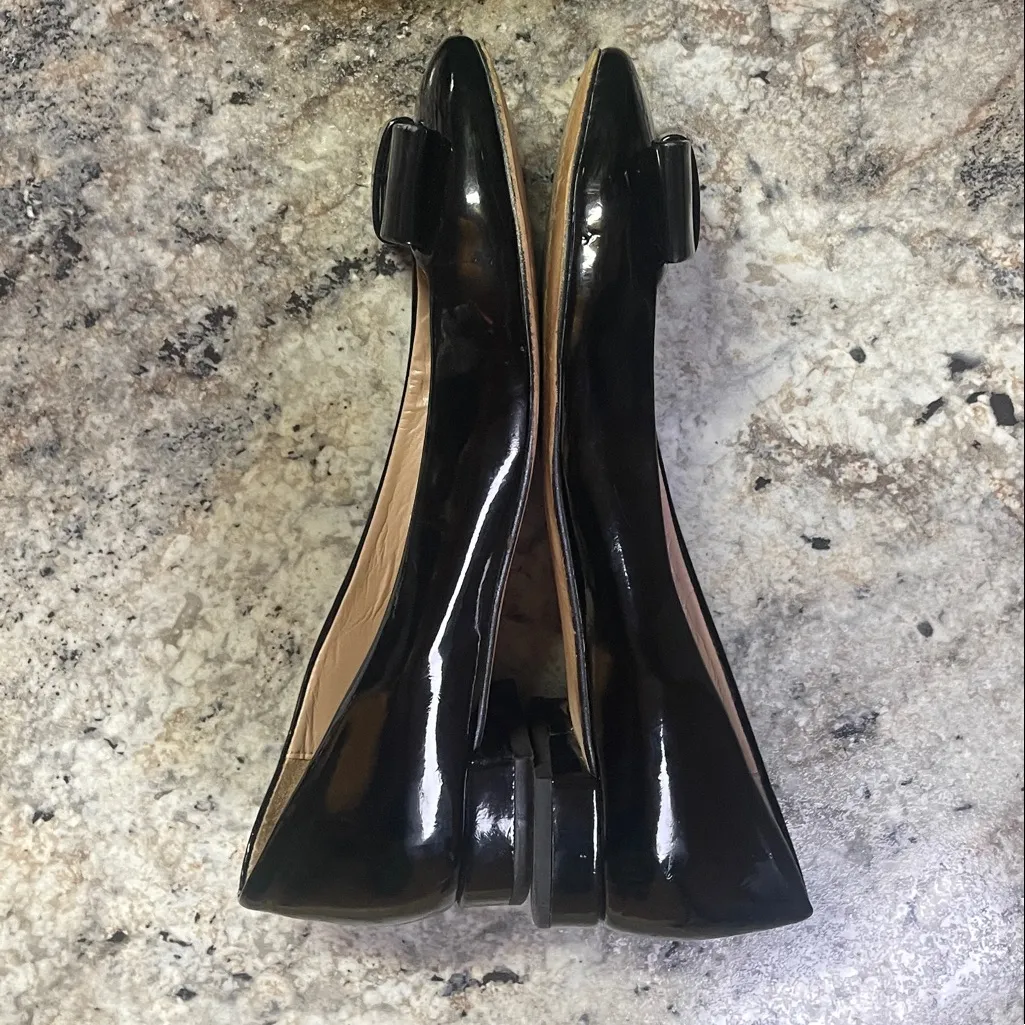 Zara Women's Black Patent Flats with Bow - Image 9