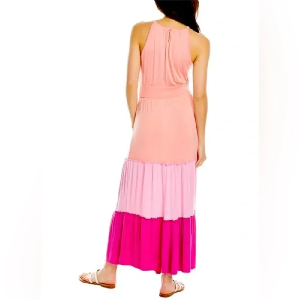 Adyson Parker Color Block Sleeveless Tiered Maxi Dress, Neon Peach Combo NWT - Image 6