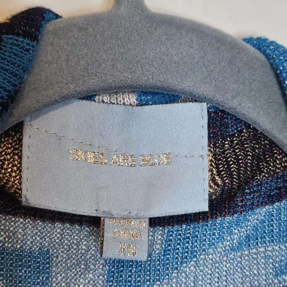 Skies Are Blue Western Open Front Cardigan Womens Size XS Crop Boho Multicolor - Image 3