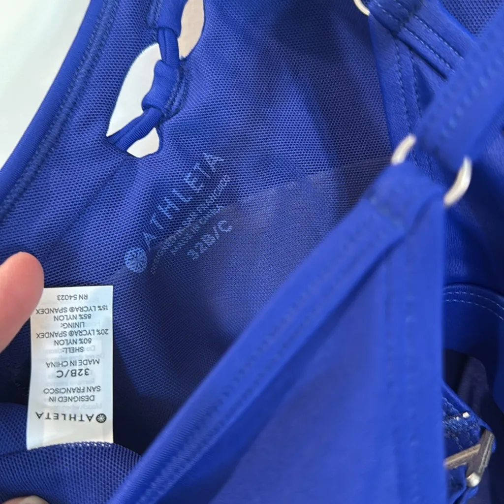 NWT Athleta dress blue High Neck loop Bikini Swim Top SZ 32 B/C - Image 9