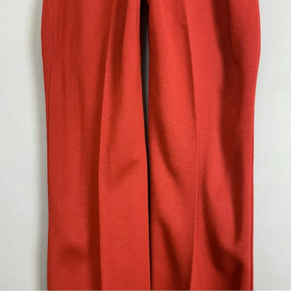 Vintage 60s 70s Slacks Wide Leg Angled Button Flap Women Rust Knit Pants Trouser Orange Size XL - Image 9