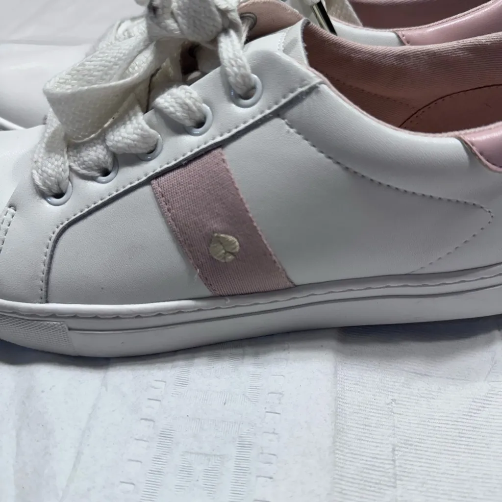 Kate Spade “Iggy” White and Pink Sneakers - Image 3