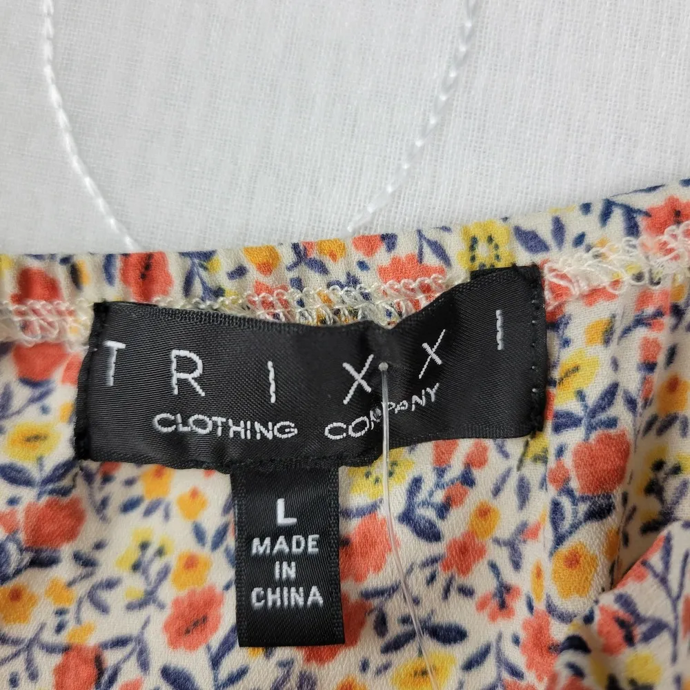 Trixxi Romper Large Red Floral Spaghetti Strap Flounce Bottom Back Zip Lined - Image 11