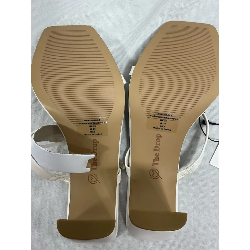 Womans The Drop Slipon Sandals 8 White Strappy Open Toe Block Heel NWT - Image 7
