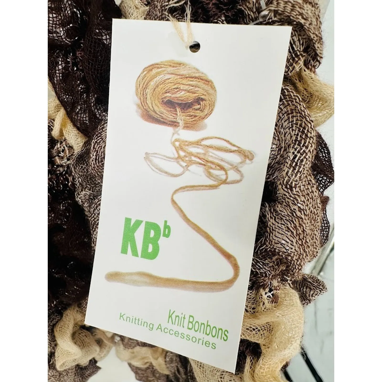 KB Knit Bonbons Womens Ruffle Long Scarf Knit Cowl Fringe 60" Neutral Minimalist Brown - Image 5