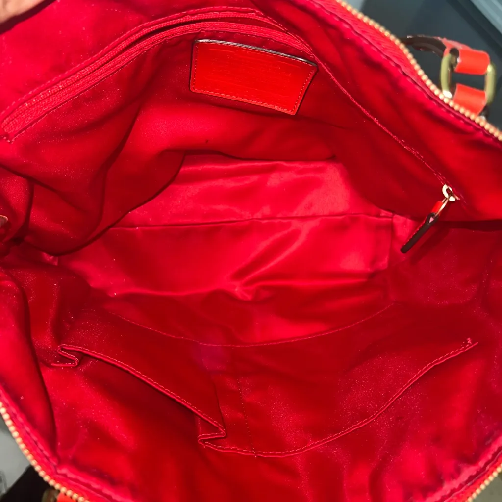 Coach Poppy Orange/Red/Black Floral Satchel/Tote Purse Bag - Image 3